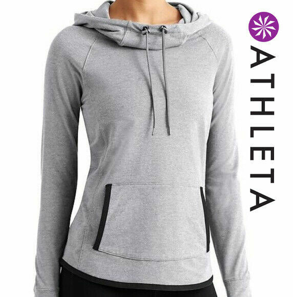 ATHLETA Women’s Light Heather Gray SENTRY HOODIE Pullover Sweatshirt S