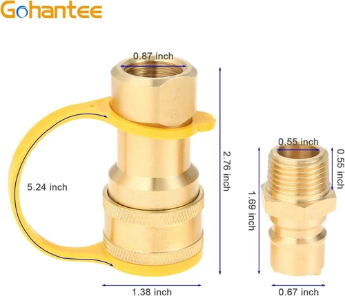 1/2" Natural Gas Propane Quick Connect Adapter Disconnect Connector Brass Adapte - Picture 2 of 15
