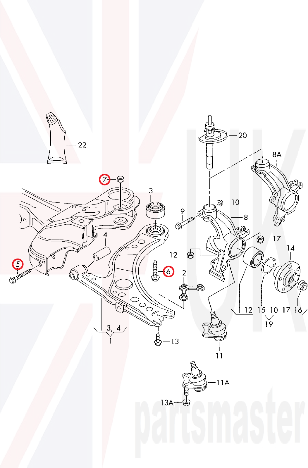 VOLKSWAGEN AUDI GENUINE FRONT SUSPENSION WISHBONE ARM BOLTS SET KIT ...