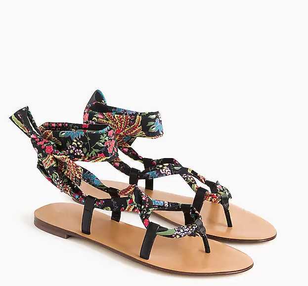 ※ハッピー※ NEW WOMEN'S 6 6.5 J CREW WRAP AROUND LACE-UP SANDALS IN BLACK