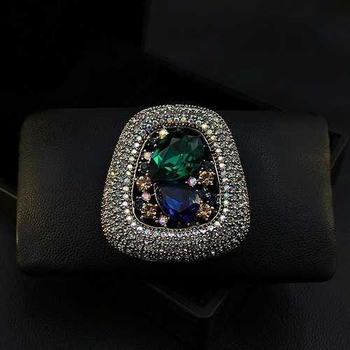 Antique Victorian Art Deco Rhinestone Brooch Pin Lot Green Purple Flower Vintage - Picture 5 of 29