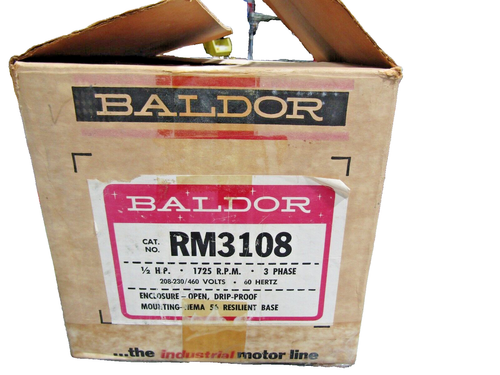 🔥NEW BALDOR 1/2 HP DUAL SHAFT MOTOR 3Ø 56 FRAME 208-230/460VAC 1725 RPM RM3108 - Picture 20 of 24