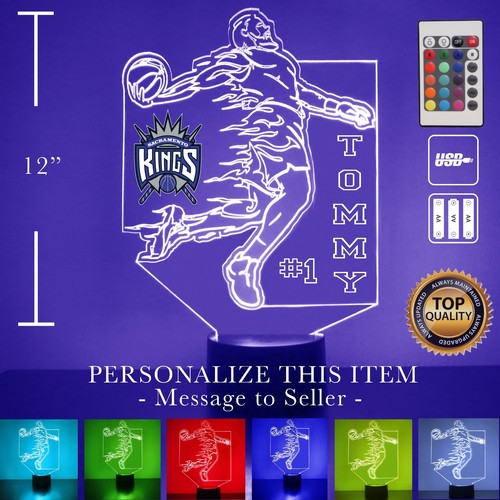 Lámpara de ventilador deportivo LED de baloncesto Sacramento Kings con luz nocturna, personalizada GRATUITA - Imagen 6 de 12