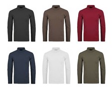 MENS HEAVY COTTON RIBBED COLLAR TURTLENECK POLO ROLL NECK SKI TOP