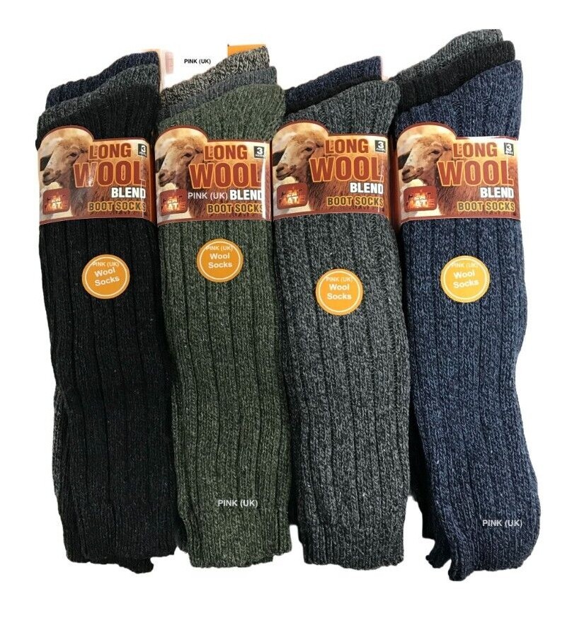 Mens Thick Wool Blend LONG SOCKS Thermal Warm Heavy Boot Socks UK 611