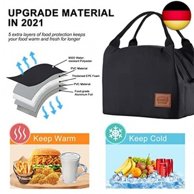 Kühltasche 10 Liter Faltbar – Isolierte Lunchtasche, Wasserdicht, Grau, Für Büro, Schule & Picknick