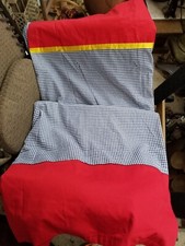 Pair of Pottery Barn Kids Gingham Blue/ White Red Lined Curtain Panels 44 96