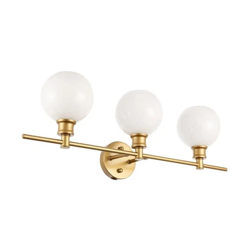 Living District Collier 3-Light Metal Wall Sconce in Brass and Frosted White - Picture 7 of 7