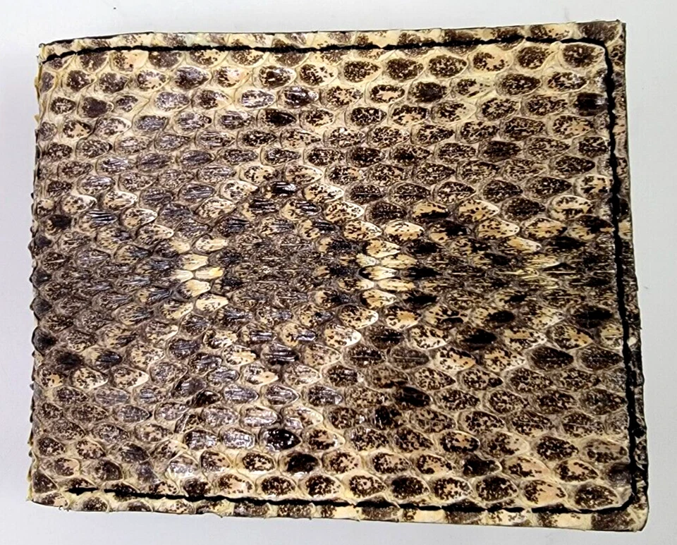 Cartera Western Piel de Serpiente de Cascabel Hombres Billetera Piel de Serpiente Interior Marrón Original Foto 2 de 4