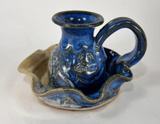 Vtg Holley Hill Pottery Stoneware Stokes Chamberstick Candle Holder Nautical 90s