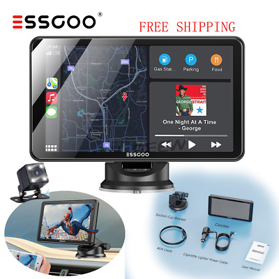 ESSGOO Wireless Android Auto CarPlay Navi WiFi 7'' Rearview Touchscreen Autoradio