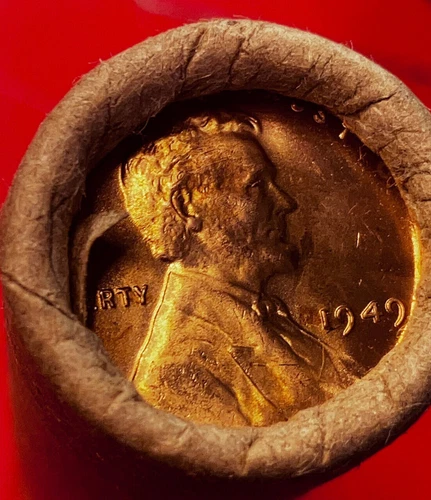 1949-P Lincoln Wheat Cent Penny OBW Roll BU RED UNCIRCULATED LINCOLN WHEAT CENT