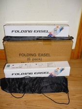 LOT OF 6 NEW 63" STEEL EASY FOLDING PORTABLE DISPLAY EASEL WITH CARRY POUCHES