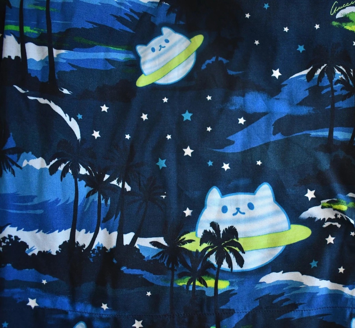 GUCCI パンダナ コットン ショーツ 🆕️Auth GUCCI Blue BANANYA UFO CAT PALM TREE Print Viscose Men's