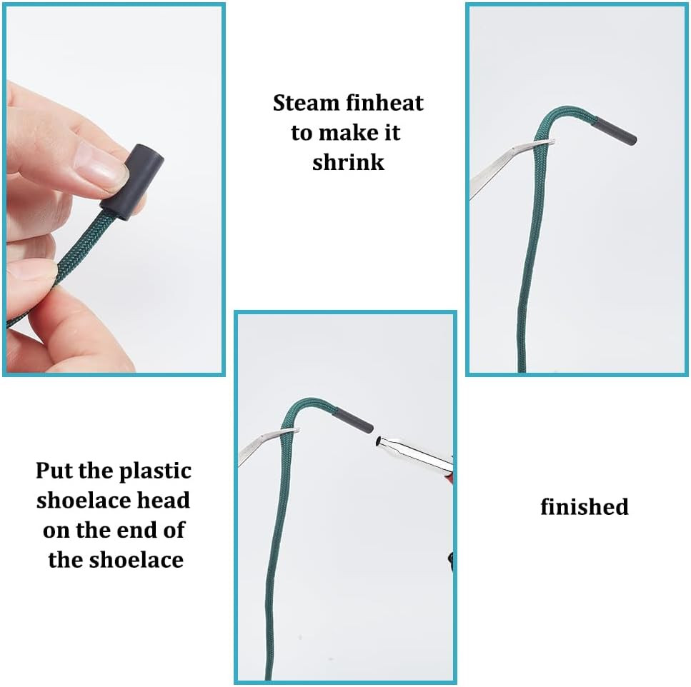 120 Pcs Pastic Shoelace Tips, 4 Sizes Paracord End Caps Shoelace Cords End Ti...