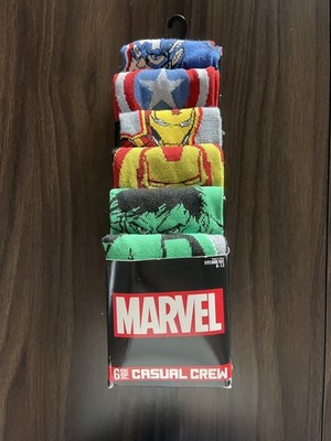 Men's Marvel  casual crew Socks 6 Pairs Pk Sz 8-12 new with tags