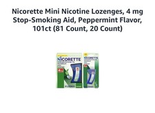 101 Nicorette Mini Nicotine Lozenges Stop Smoking Aid 4mg Peppermint Flavored
