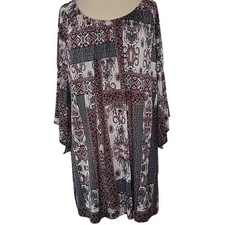 Naif Blue Floral Peasant Neckline Dress