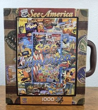 NEW SEALED Masterpieces 71661 Explore See America 1000pc puzzle Suitcase Box