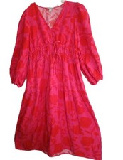 Kate Spade x Target Maxi Dress Rose Linen blend Long Sleeve Pink/Red Women's M