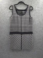 Adrianna Papell Shift Dress Womens 12 Sleeveless Round Neck Pockets Black Lined