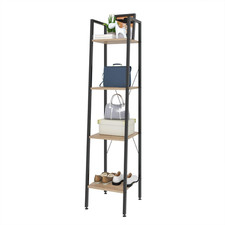 Scaffale Libreria a Scala Scaffale Porta Oggetti in Acciaio Legno 4 Ripiani Desi