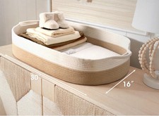New Baby Changing Basket Moses Basket Cotton Rope With Mattress White Tan