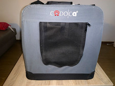 Cadoca faltbare Hunde-Transportbox L, grau/schwarz, Stoff mit Mesh-Fenster
