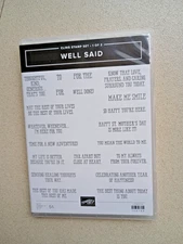 Stampin' up! Well Said Cling Stamp set. 1 of 2 Used