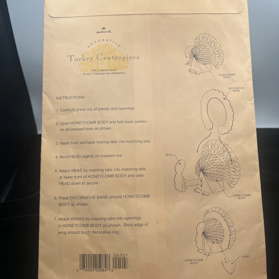 Vintage Hallmark Turkey Centerpiece Thanksgiving Fall Decor Honeycomb 9” - Image 3 of 4