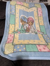Vintage Precious Moments Baby Blanket Throw Plush Minky Boy Girl Teddy Bear