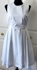 Gap Women’s White Cotton Dress Lined Back Zip Fit & Flare Sleeveless Sz 4 EUC