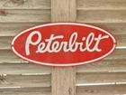 LARGE VINTAGE 1950'S PETERBILT PORCELAIN DEALERSHIP ADVERTISING SIGN 24 X 10