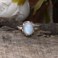 Moonstone Ring Gemstone 925 Sterling Silver Handmade Ring For Gift Her Women''