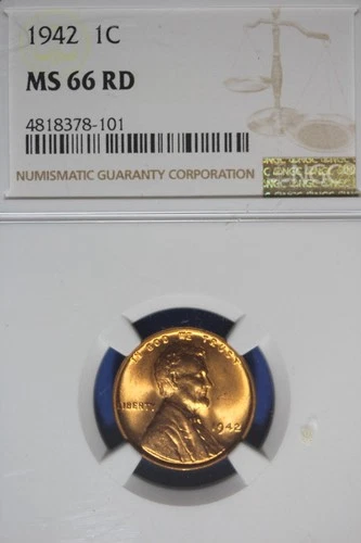 1942 NGC 1C MS66RD LINCOLN WHEAT CENT #B51271