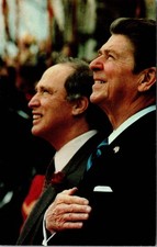 Ronald Reagan & Pierre Trudeau 1981 Canada Visit Vintage Postcard