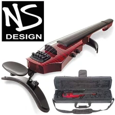 NS Design WAV-5 Electric 5-String Transparent Red Violin with Custom Case