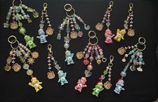 Vintage Christmas Mini Care Bears, Keychain, Bag Charm-Large