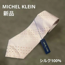 Michel Klein Silk Pink Dot Tie 85cm with Tag Formal Business