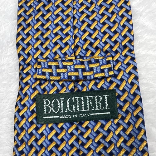 Bolgheri Blue Yellow Geometric Men’s Tie 3.75x58” Silk Made In Italy image 7