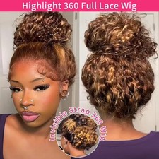 360 Lace Wig Human Hair Pre Plucked Deep Wave Frontal Wig Invisible Drawstring