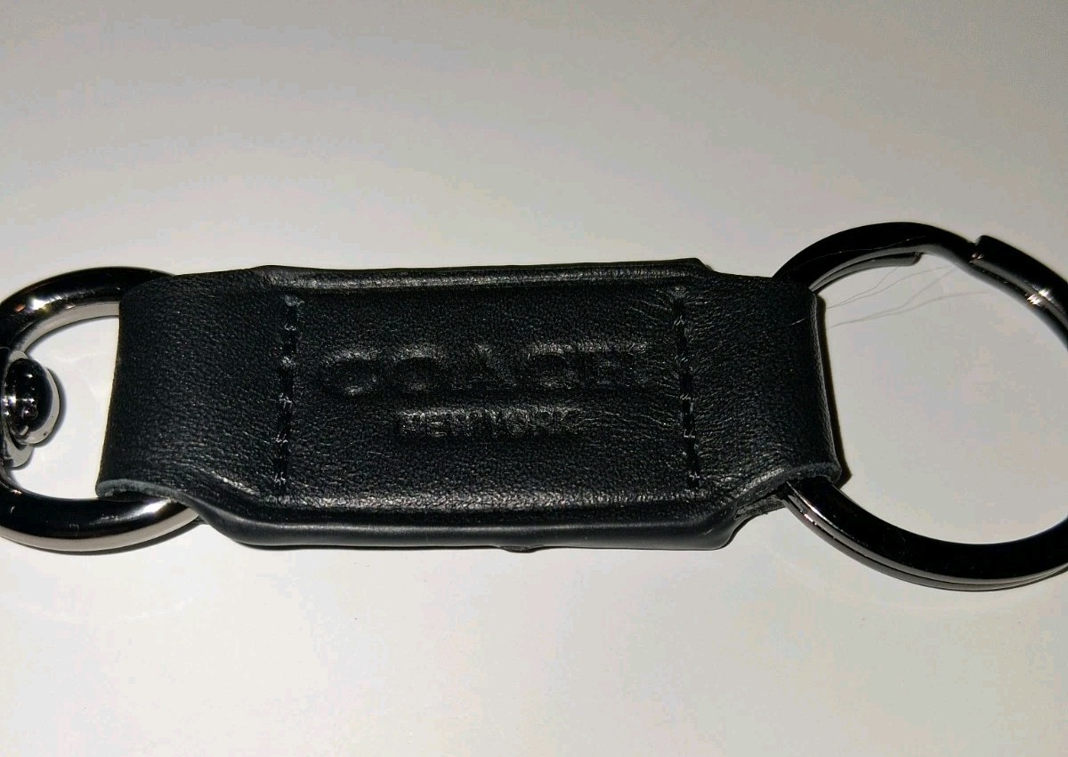 Coach Black Leather Keychain with Key Ring And Clasp | eBay
