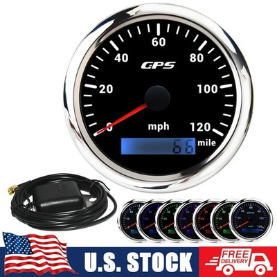 Universal 85mm Digital GPS Speedometer Odometer Gauge 0-120MPH For Car Boat New