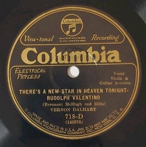 Columbia 718-D New Star In Heaven- Rudolph Valentino Vernon Dalhart 78rpm Record
