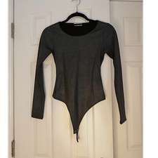 Good American Black Long Sleeve Bodysuit Size 1 One Piece Style G80283