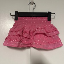Loveshackfancy girls pink polkadot print ruffle mini skirt size 18-24 months