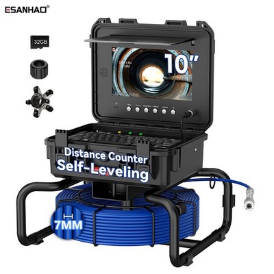 60 m Sewer Drain Pipe Inspection Camera w/ Self-Leveling 512hz Sonde 10'' Monitor