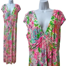 Lilly Putlizer Breanna Maxi Floral Dress Size XL Paradise Found Deep V Neck NWT