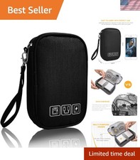 Multi-Purpose Travel Cord Organizer Case - Lightweight Space-Saving - Black