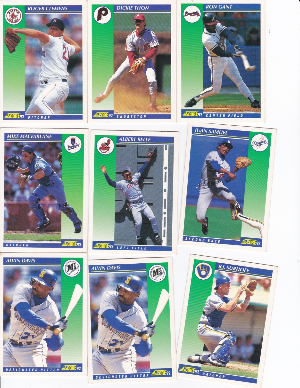 1992 Score Baseball Cards ( Please choose your card)